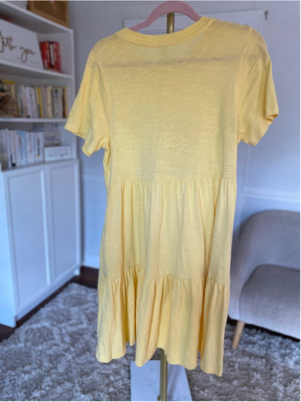 Old Navy Mini Dress Butter Yellow Coastal Cottagecore Tiered S Soft Quiet Luxury - Picture 3 of 7